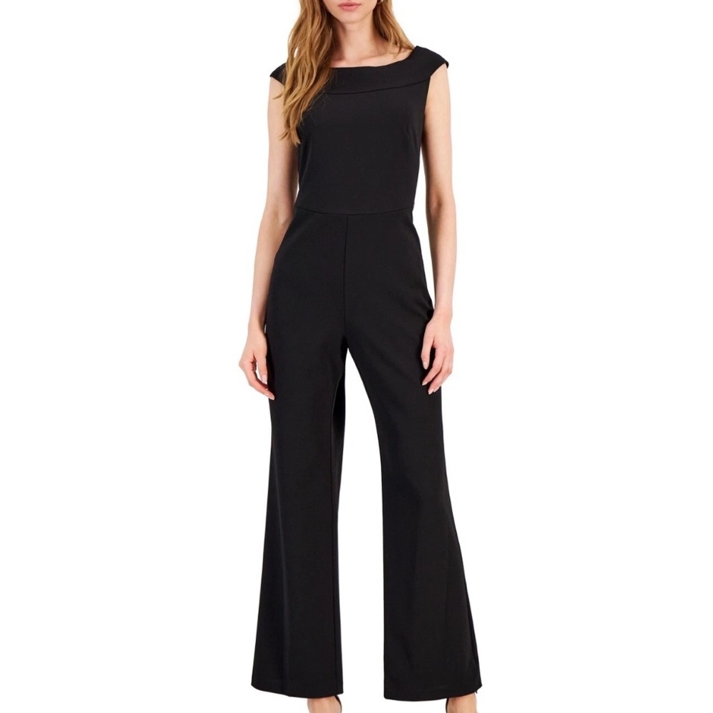 Connected Women's Black Wide Leg Sleeveless Jumpsuit Size 8